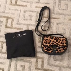 J Crew Leopard/Black Leather Mini Crossbody Bag